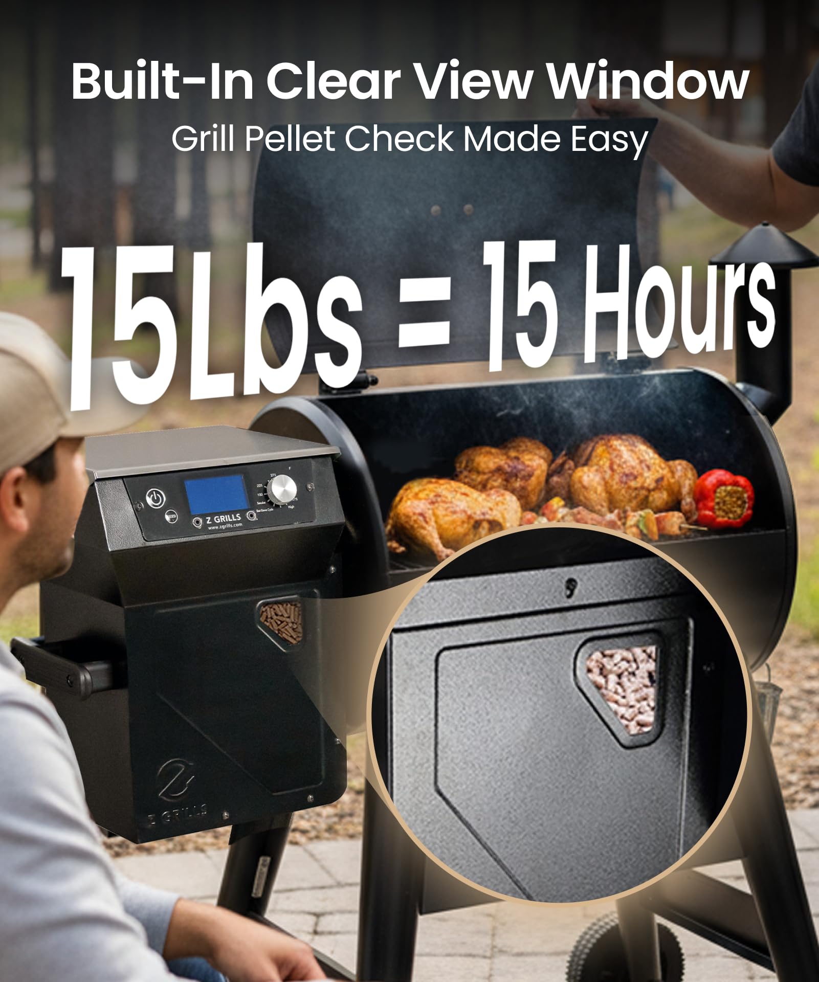 Z GRILLS ZPG-200APro Portable Tabletop Wood Pellet Grill and Smoker, Digital Control, 8 in 1 BBQ Grill for Outdoor Kitchen, Backyard, 202 Sq Inches of Cooking (Black)
