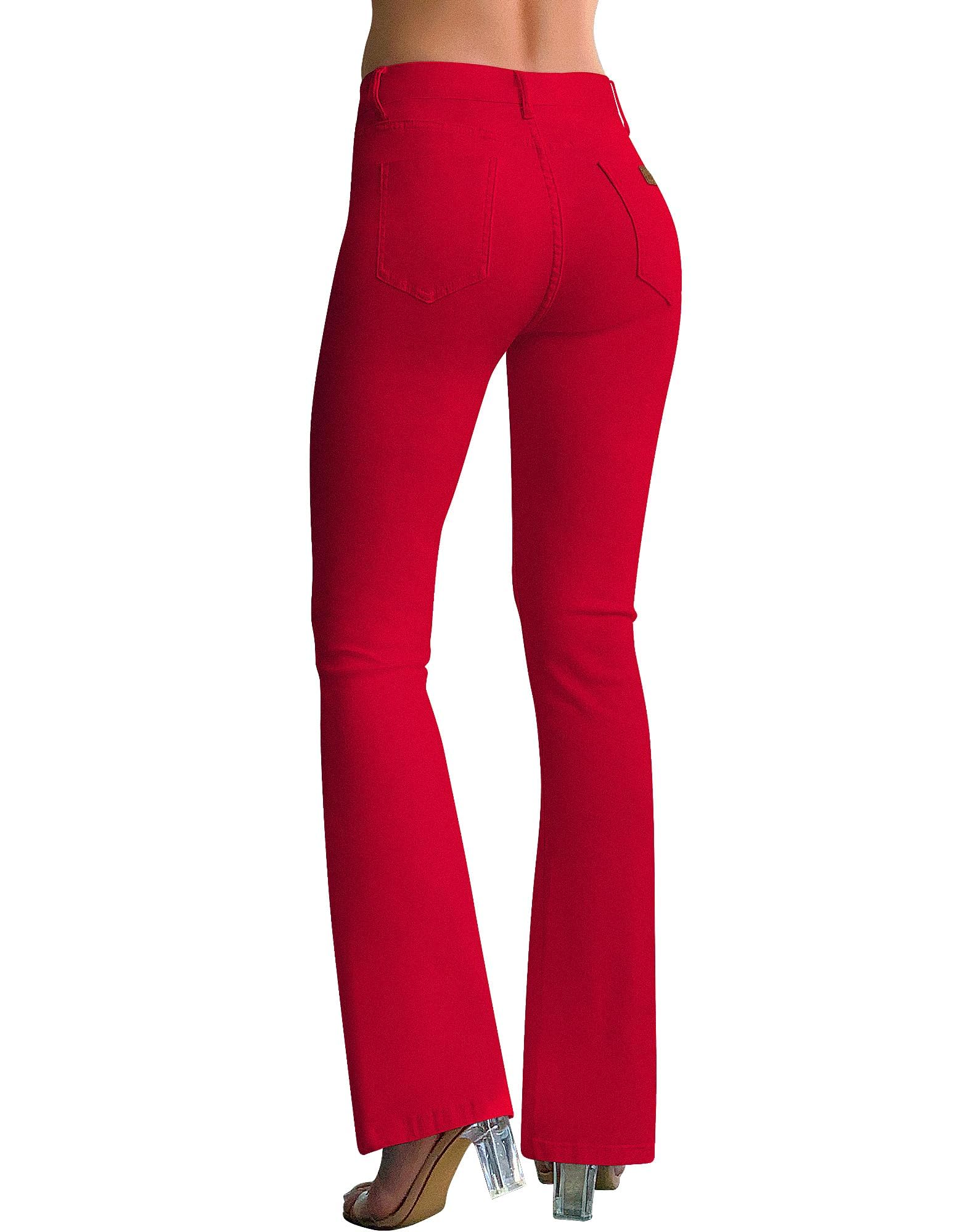 roswear Women's Trendy Stretchy Flare Jeans Mid Rise Bootcut Curvy Denim Pants