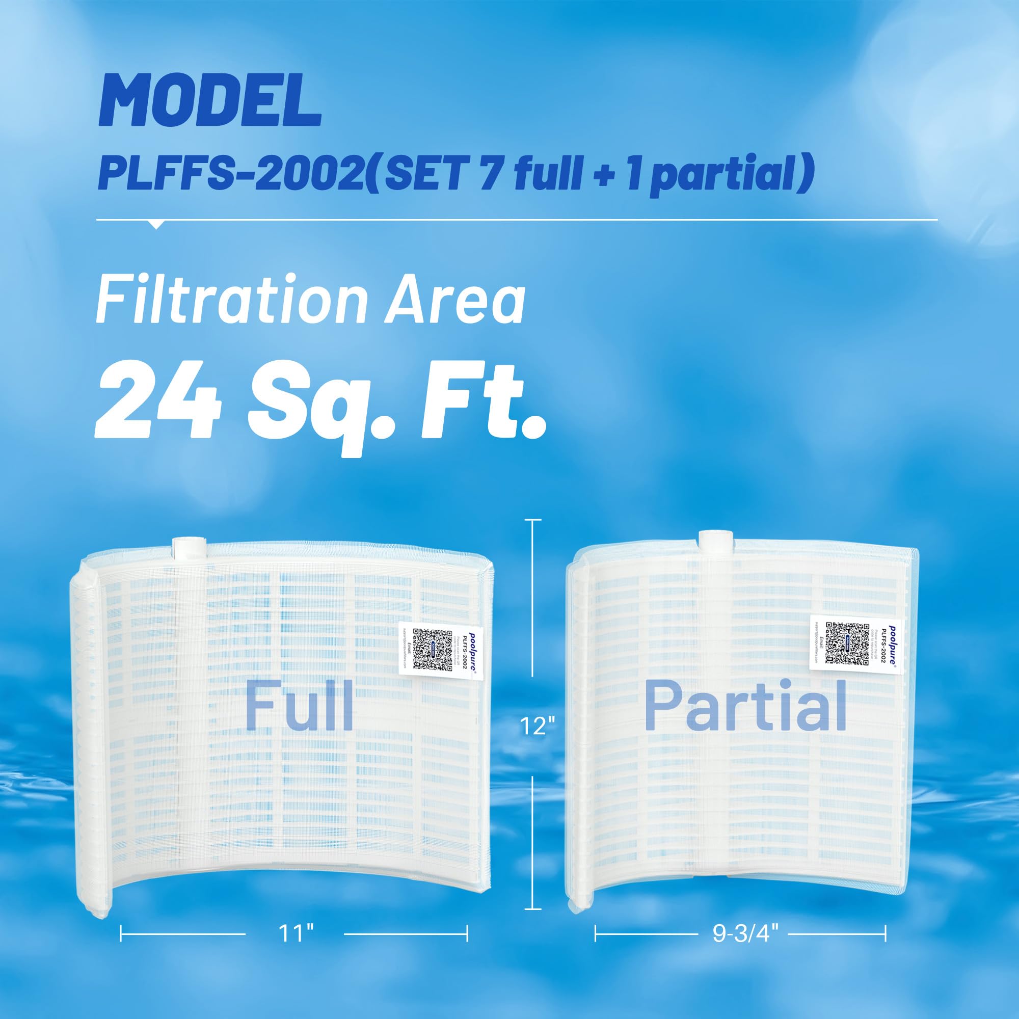 POOLPURE® FS-2004 DE Grid Pool Filter Replace FNS Plus 48, 59002300, Jandy DEL/DEV48, Hayward DE4820, DEX4800DA, DE4800, PFS2448, FC-9540, PG-1904, 48 Sq Ft DE Grid, 24" High, 7 Full+1 Partial