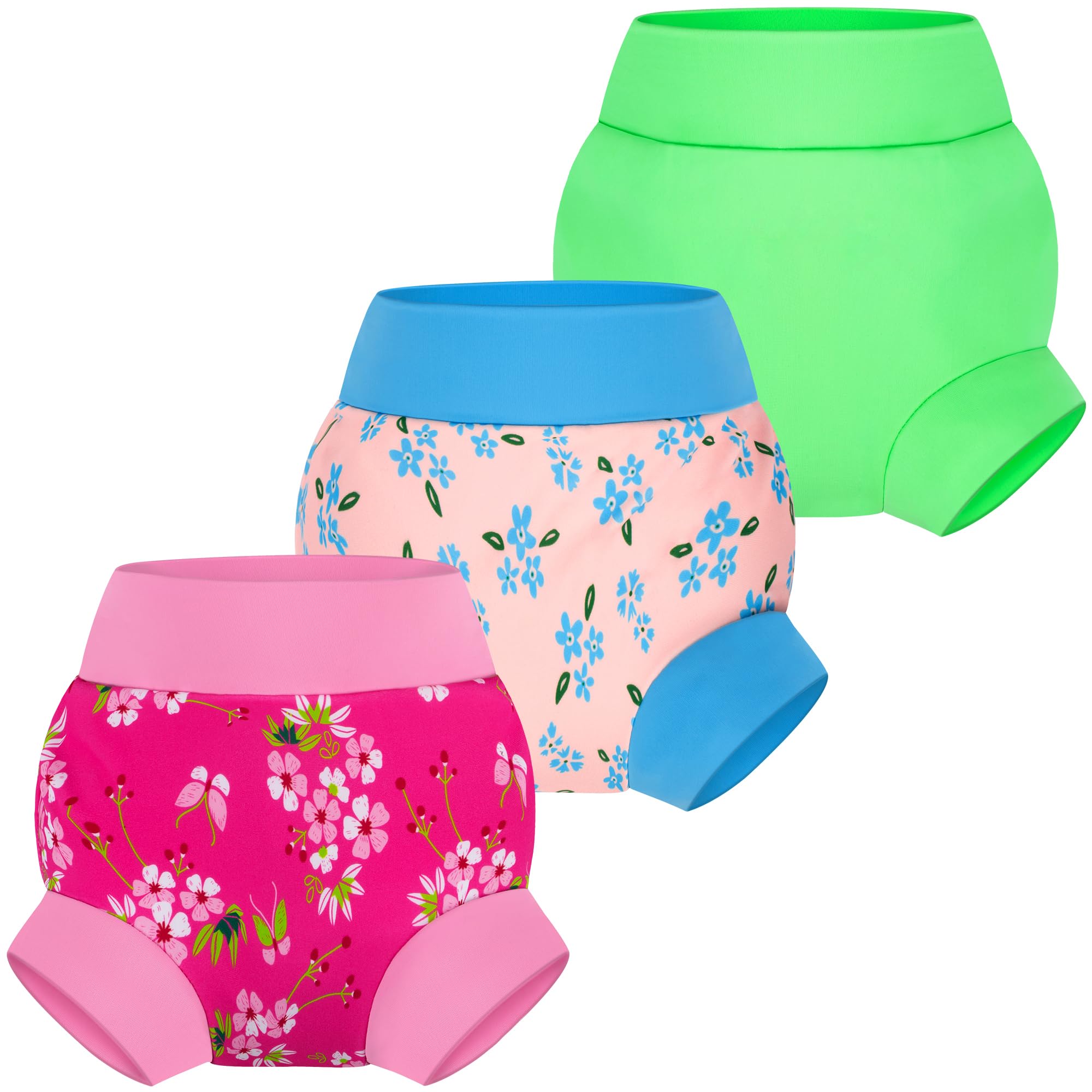 BIG ELEPHANT Baby Swim Diapers 3pcs, Reusable Adjustable Washable Waterproof Swimming Diaper for Boy's and Girl's 6Months - 5 Years