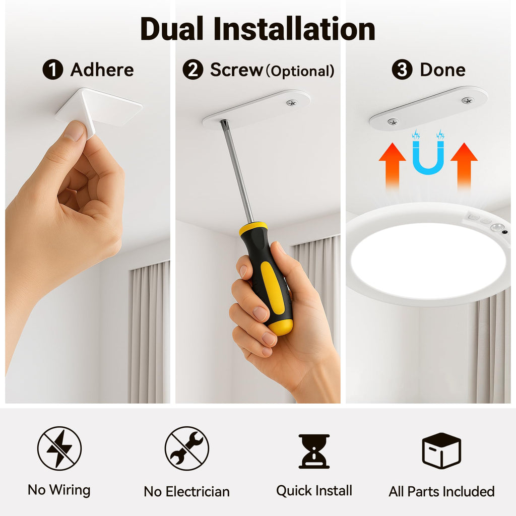 Wireless Closet Lights Motion Sensor - No Wiring Rechargeable Ceiling Light Night Light Indoor, Battery Operated Led Lights for Bedroom with Remote, Living Room Bathroom Home & Kitchen Decor Lighting