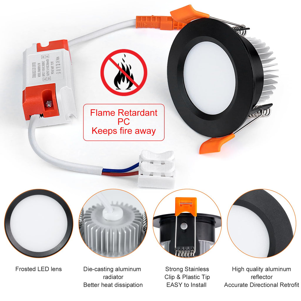 inShareplus 2 Inch LED Recessed Lighting, Downlight Dimmable 3W (35W Equivalent), 5000K Daylight White, CRI80, Recessed Light Fixtures with LED Driver (1 Pack)