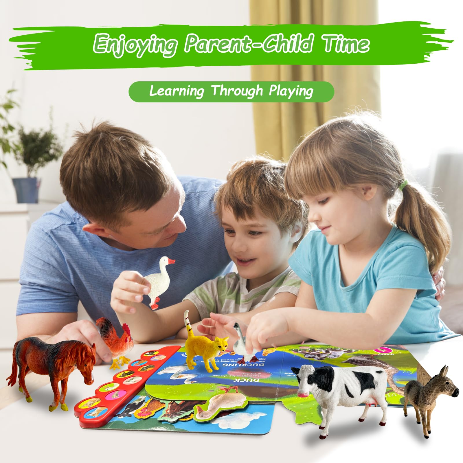 iGRATENS Dinosaur Toys with Sound Books, 10PCS Dino Toy for Toddlers & Animal Sounds Book with 10 Buttons, Realistic Plastic Animal Figures, Dinosaur Toys for Kids 3-5, Dinosaurs Lover Gifts for Kids