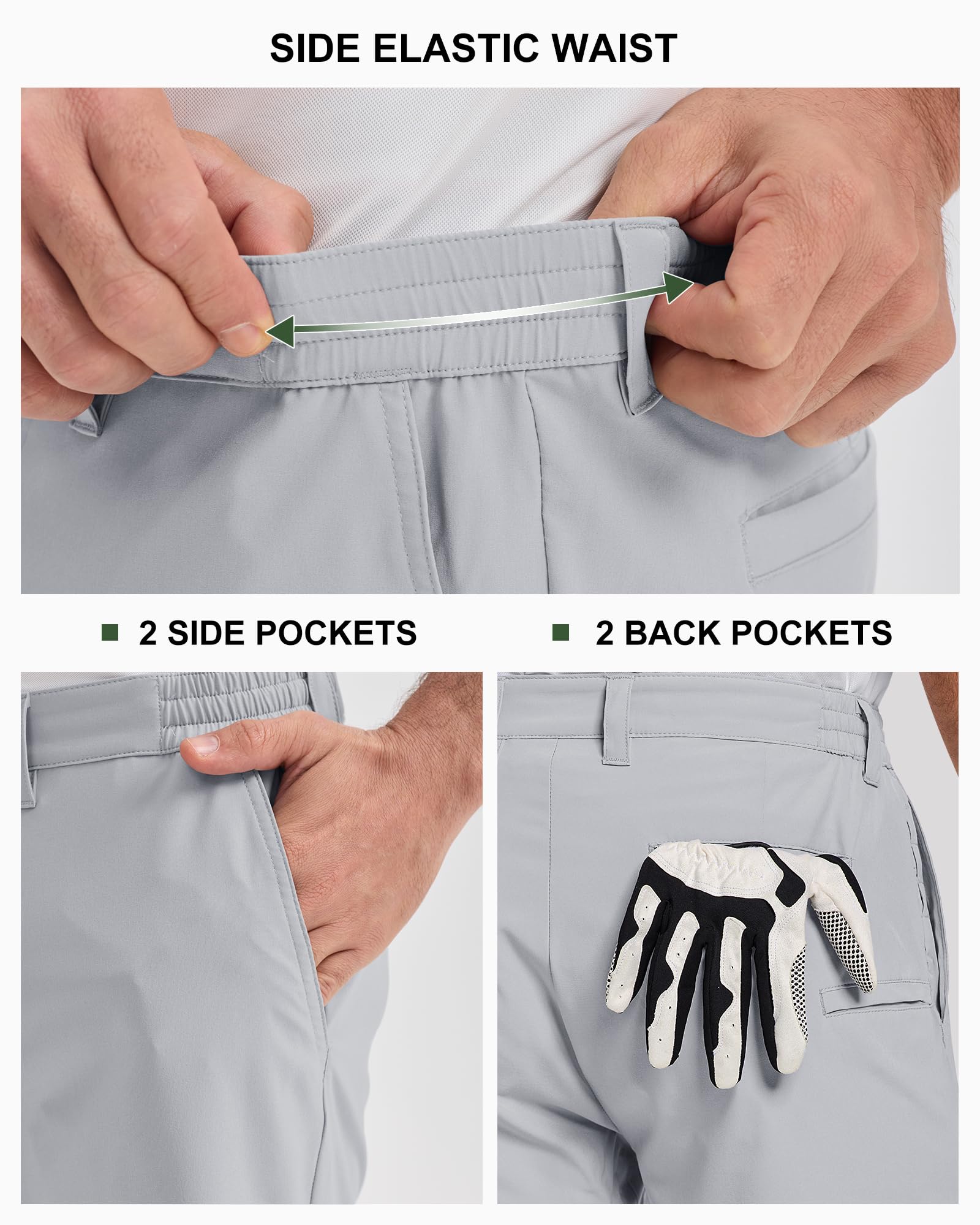 33,000ft Men's Golf Shorts 9" Dry Fit Stretch Golf Short UPF 50+ Lightweight Flat Front Golf Shorts with Pockets