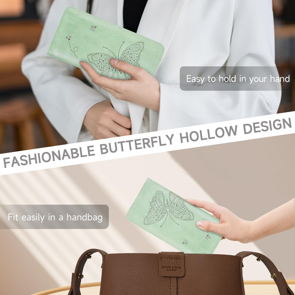 KITEVIUN RFID Wallet Women Ultra Slim Thin Womens Wallet Compact Clutch Long Ladies Wallet for Women WHITE