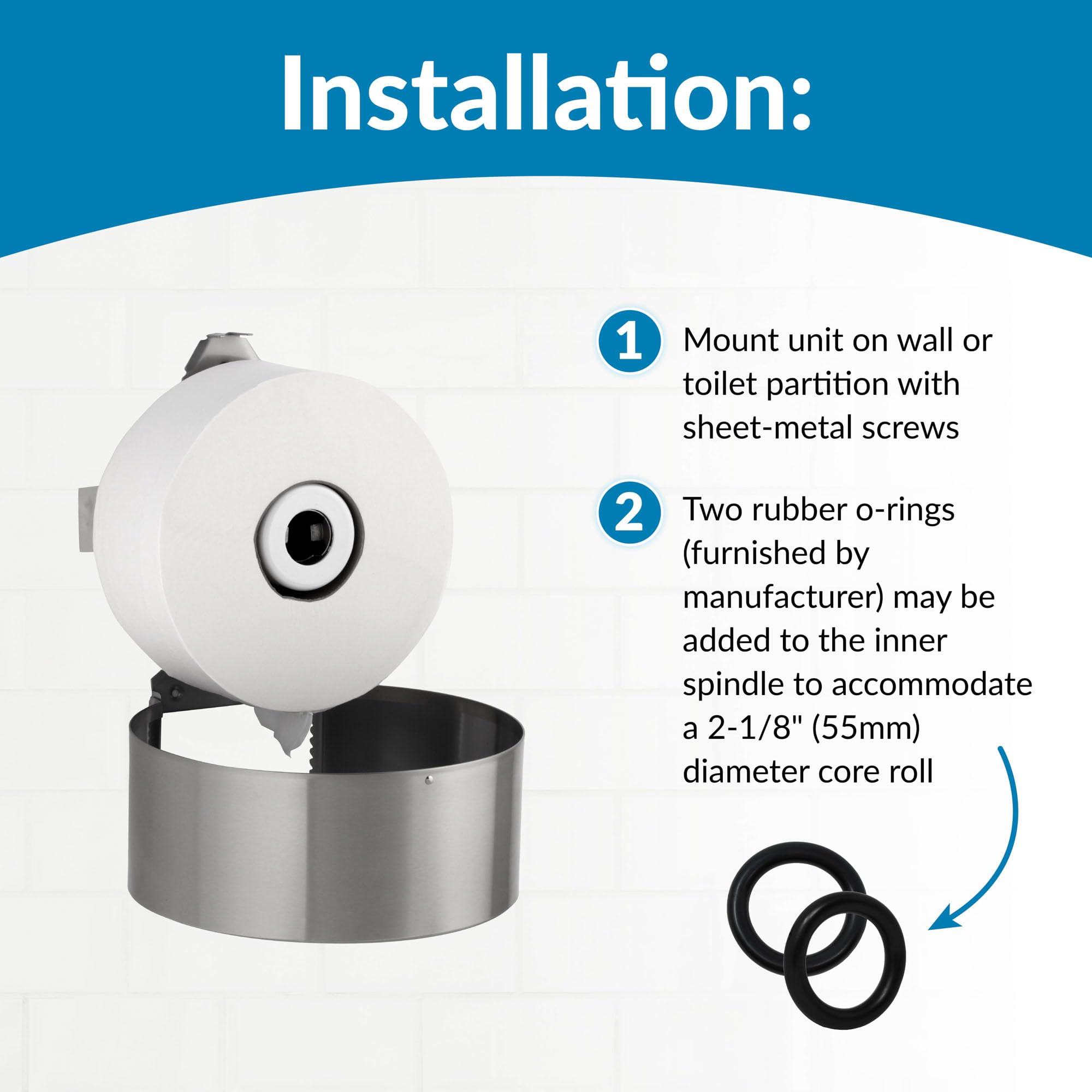 Bobrick Single Jumbo-Roll Surface-Mounted Toilet Tissue Dispenser, Satin-Finish Stainless Steel, ADA Compliant, Secure Locking Design, Versatile Roll Compatibility, Durable & Easy-Load Mechanism (Model B-2890)