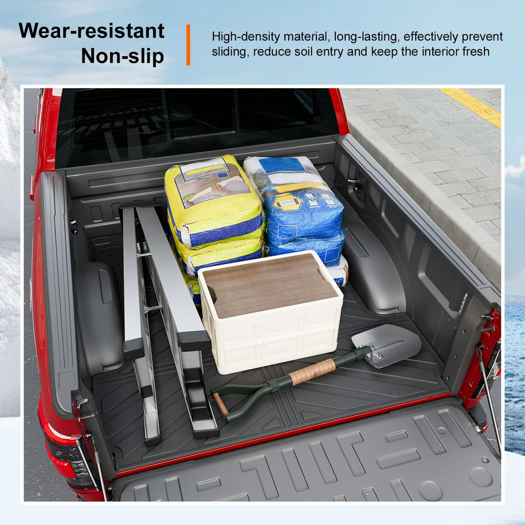 powoq 5.5FT Bed Liner Compatible with 2015-2026 Ford F150 Truck Bed Mat Waterproof Bed Mat TPE Truck Bed Liner Replacement for 2015-2026 Ford F150 Accessories (3-Fold 5.5FT Truck Bed Mat)