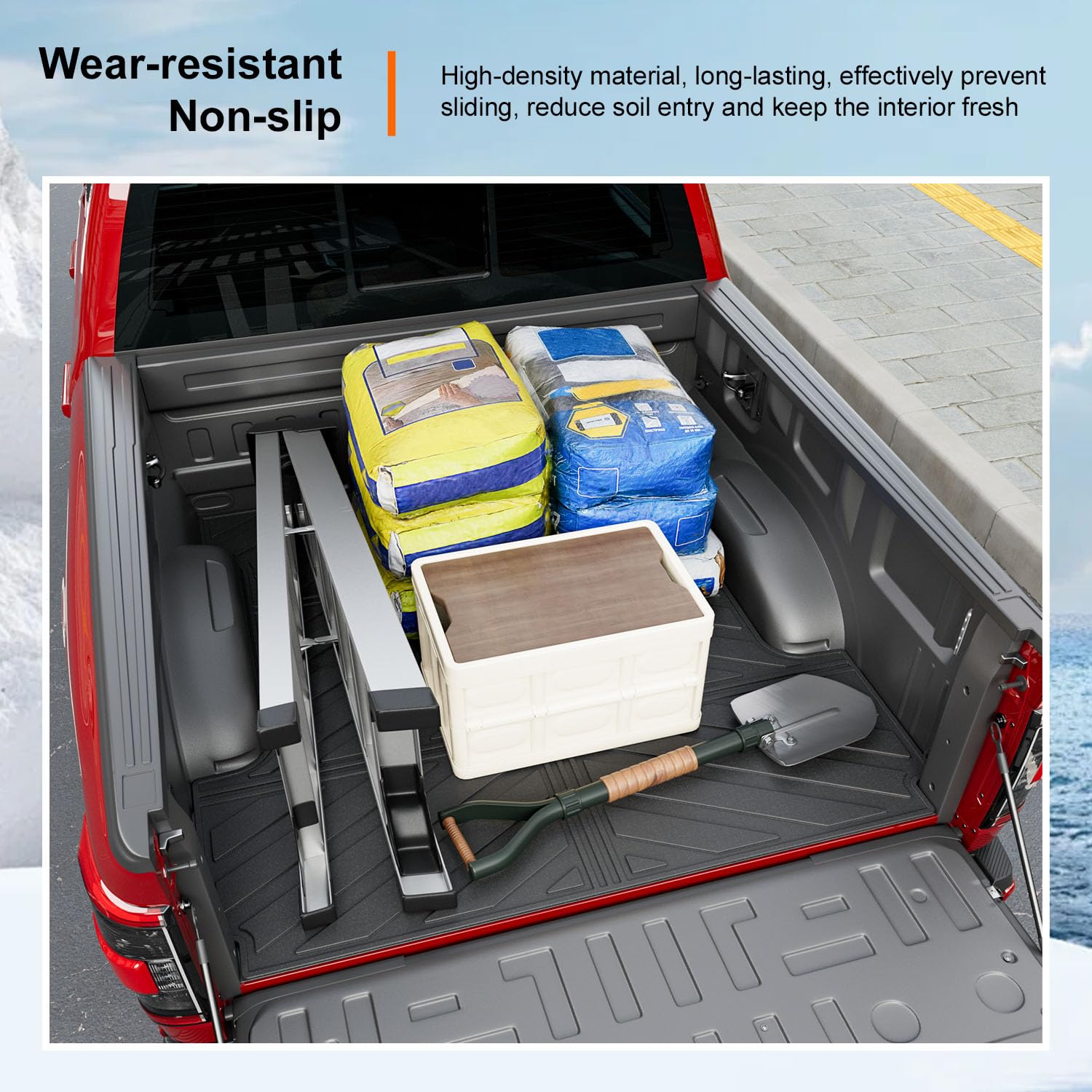 powoq 5.5FT Bed Liner Compatible with 2015-2026 Ford F150 Truck Bed Mat Waterproof Bed Mat TPE Truck Bed Liner Replacement for 2015-2026 Ford F150 Accessories (3-Fold 5.5FT Truck Bed Mat)
