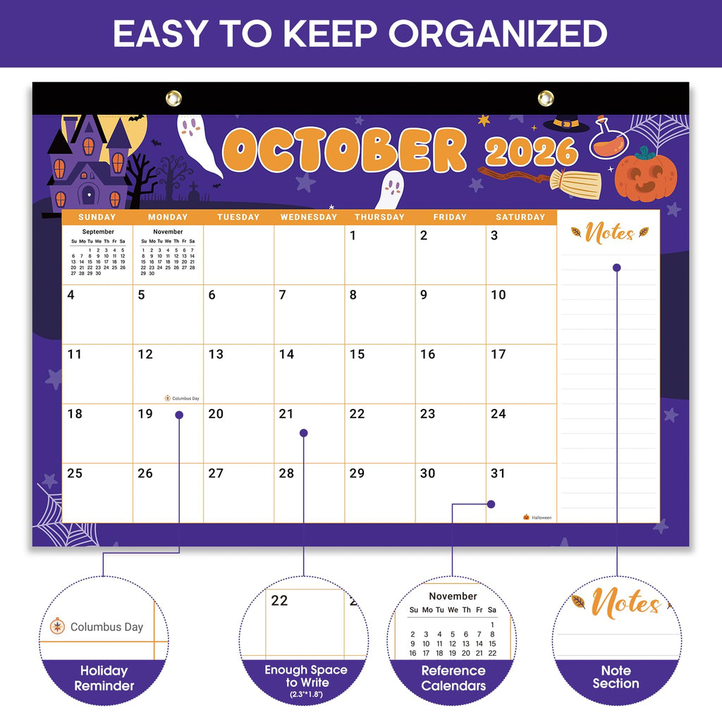 Desk Calendar 2026-2027, 21-Month Calendar Runs Until June 2027, Large 17" x 12" Monthly Desktop & Wall Calendar for Home & Office - Floral