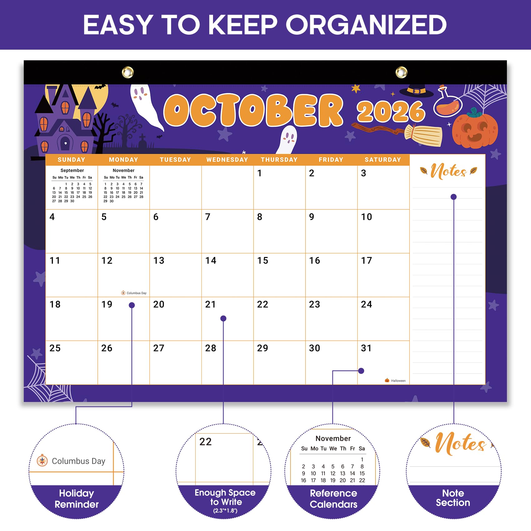 Desk Calendar 2026-2027, 21-Month Calendar Runs Until June 2027, Large 17" x 12" Monthly Desktop & Wall Calendar for Home & Office - Floral
