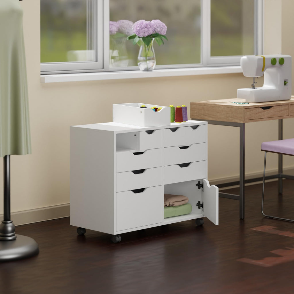 Winsome Halifax Mobile Storage Cabinet with Doors & Drawers, Stylish & Functional Home Storage Cabinet for Filing, Kitchen Organization, Moveable Furniture for Office, Dorms, Apartments
