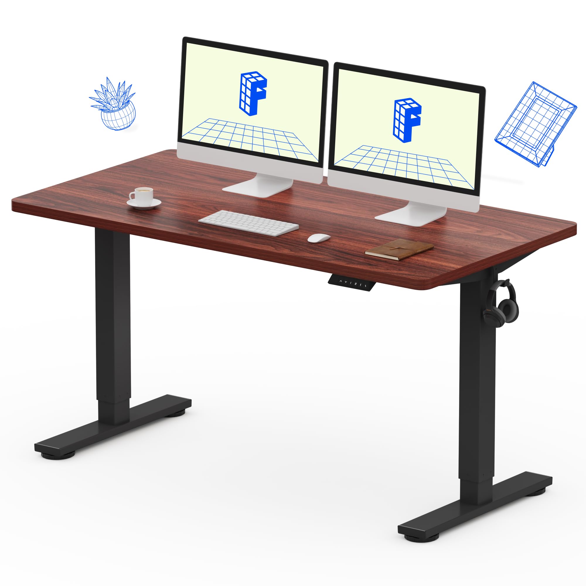 FLEXISPOT EN1 One-Piece Standing Desk, Electric Adjustable with 4 Memory Presets, 176 LBS Capacity, Stable & Quiet, Seamless Desktop for Home Office & Dual Monitors, 40"x24" Black