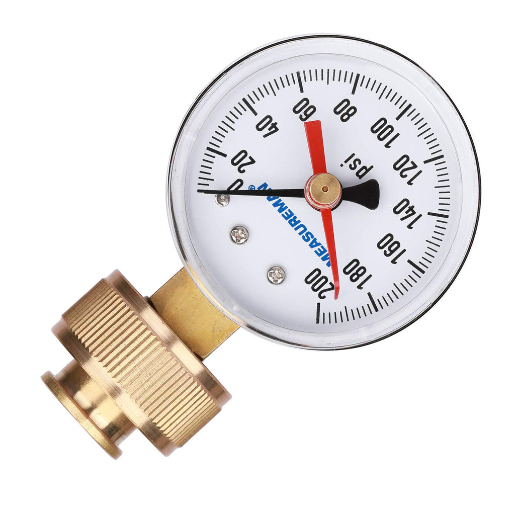 MEASUREMAN 2" Water Pressure Test Gauge, 3/4" Female Hose Thread, 0-200 psi/kpa with Maximum Pressure Memory (Pack of 2)