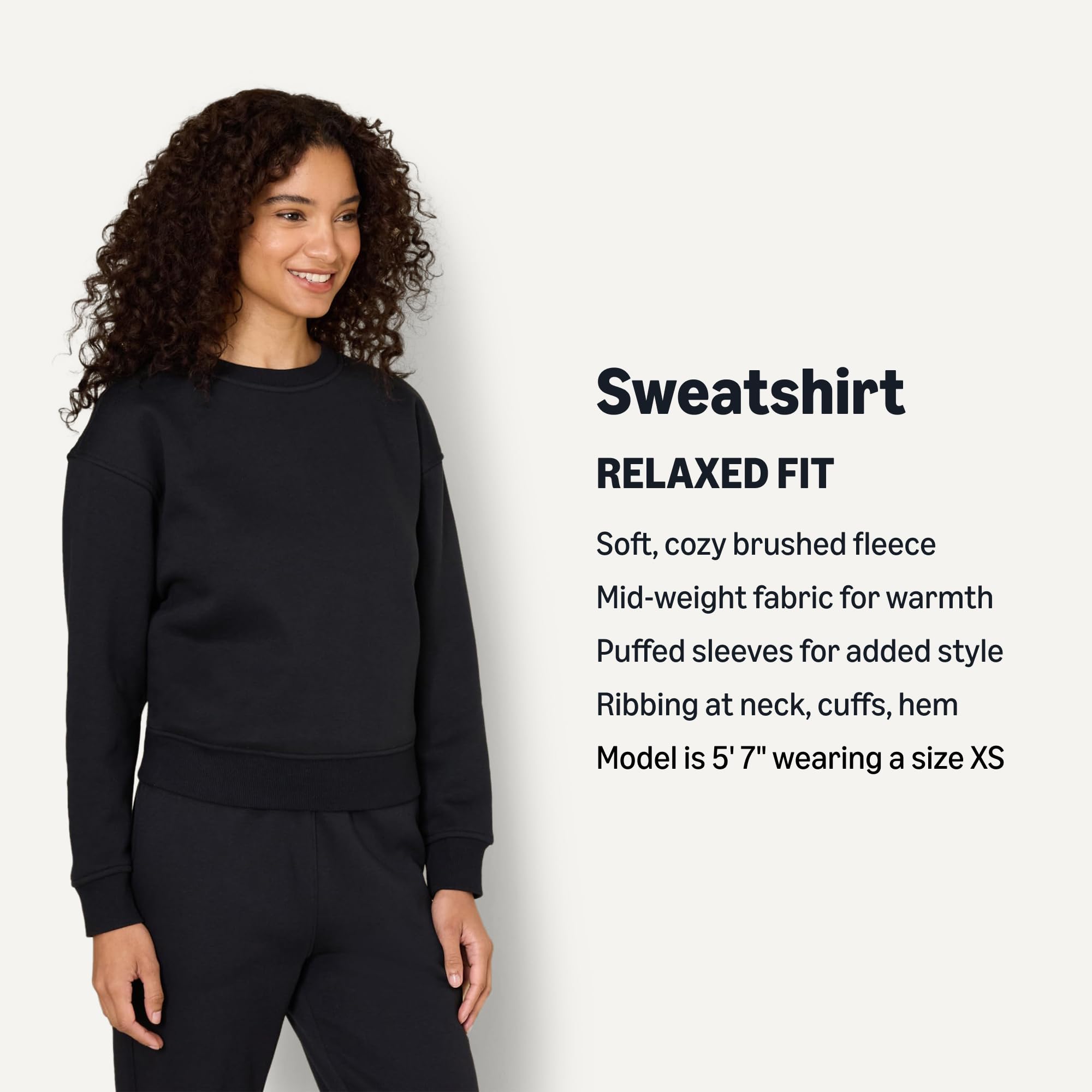 Amazon Essentials x Sofia Grainge Women's Relaxed Fit Boxy Drop Shoulder Crewneck Sweatshirt