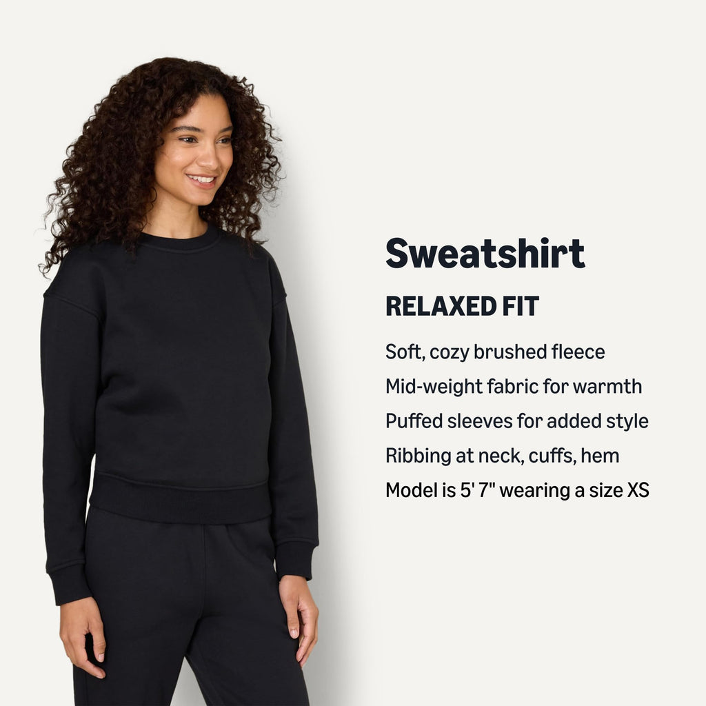 Amazon Essentials x Sofia Grainge Women's Relaxed Fit Boxy Drop Shoulder Crewneck Sweatshirt