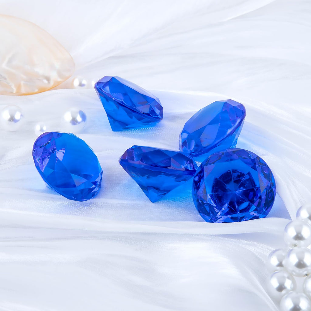 Niceup 26PCS Blue Fake Diamonds Gem Toys, 1.5in Pool Diving Gems Acrylic Plastic Gemstones for Kids, Party Décor Jewels Treasure Hunt Hiding Sensory Bin Filler Toys Craft Supplies