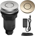 KRAUS Garbage Disposal Air Switch Kit with 2 Flat-Top Push Buttons in in Spot-Free Stainless Steel and Brushed Brass, AC Adapter, Power Cord, and Air Tube Included, KWDA-200BB