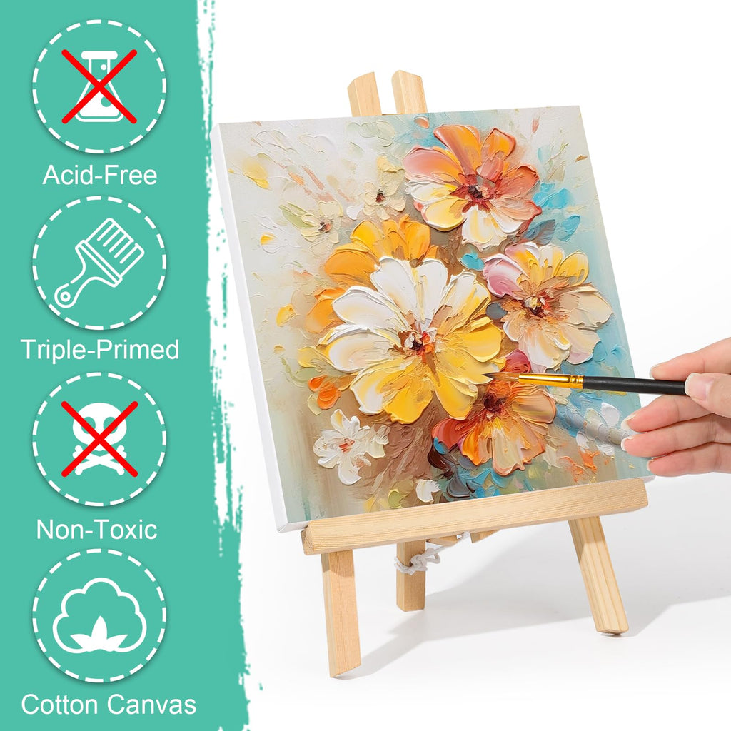 ESRICH Stretched Canvas for Painting 5x7, 48 Pack Small Canvases for Painting 5/8" Profile Primed Acid-Free Blank Painting Canvas for Kids & Artists for Decorations, Painting Parties.