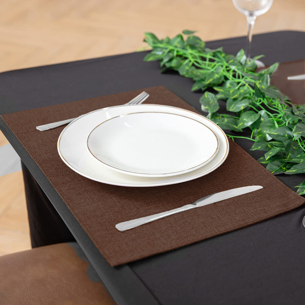 Cloth Placemats Set of 8, Linen Type Fabric Placemats Machine Washable Heat Resistant Placemats Wrinkle Free Thick Polyester Kitchen Place Mats for Dining Table (Beige)