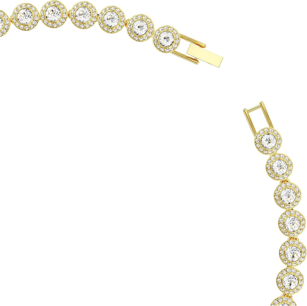 Swarovski UNA Angelic Tennis Necklace, Round Cut, Clear, Gold-Tone Finish