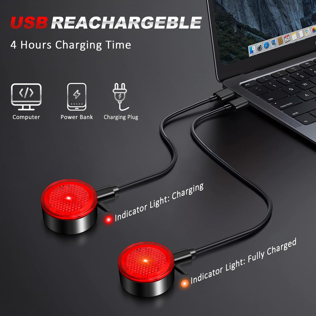 Ascher USB Rechargeable LED Bike Tail Lights 2 Pack, Bright Bicycle Cycling Rear Light, 4 Light Mode Options Safety Bike Light for Adults Kids Men Women Road Mountain(2 USB Cables Included)