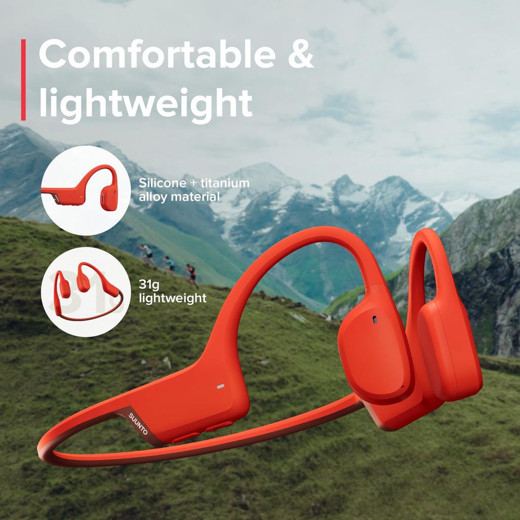 SUUNTO Sonic Open-Ear Bone Conduction Sports Headphone, Bluetooth Wireless Headset w/Enhanced Bass & Multipoint Connection, 10H Playtime w/Fast Charging, Built-in Dual Mics, Waterproof & Lightweight