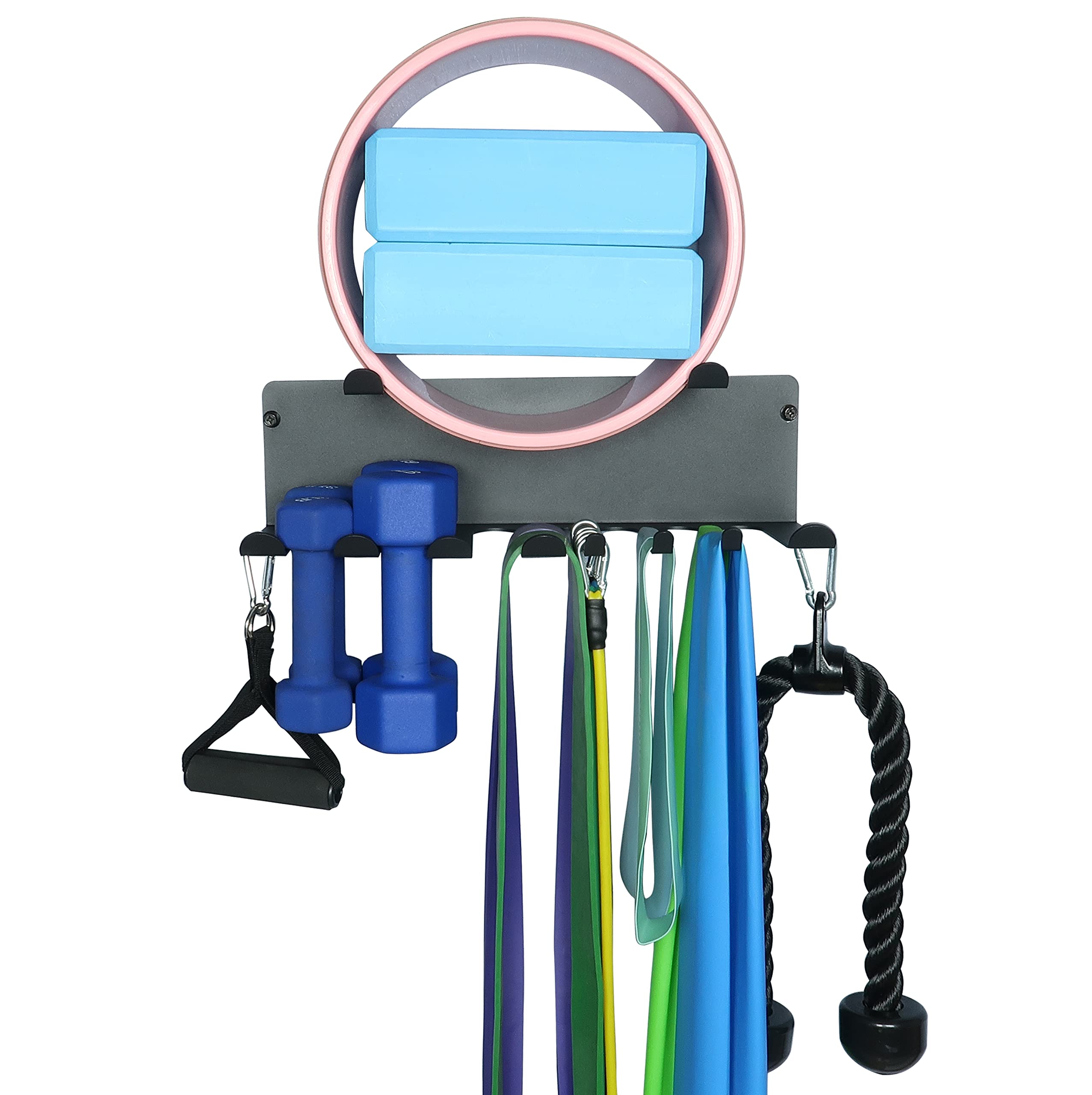 Multi-Purpose Gym Equipment Storage Rack Resistance Bands Storage Hanger Barbell Rack Heavy Duty Gym Rack for Exercise Bands, Lifting Belts and Jump Ropes