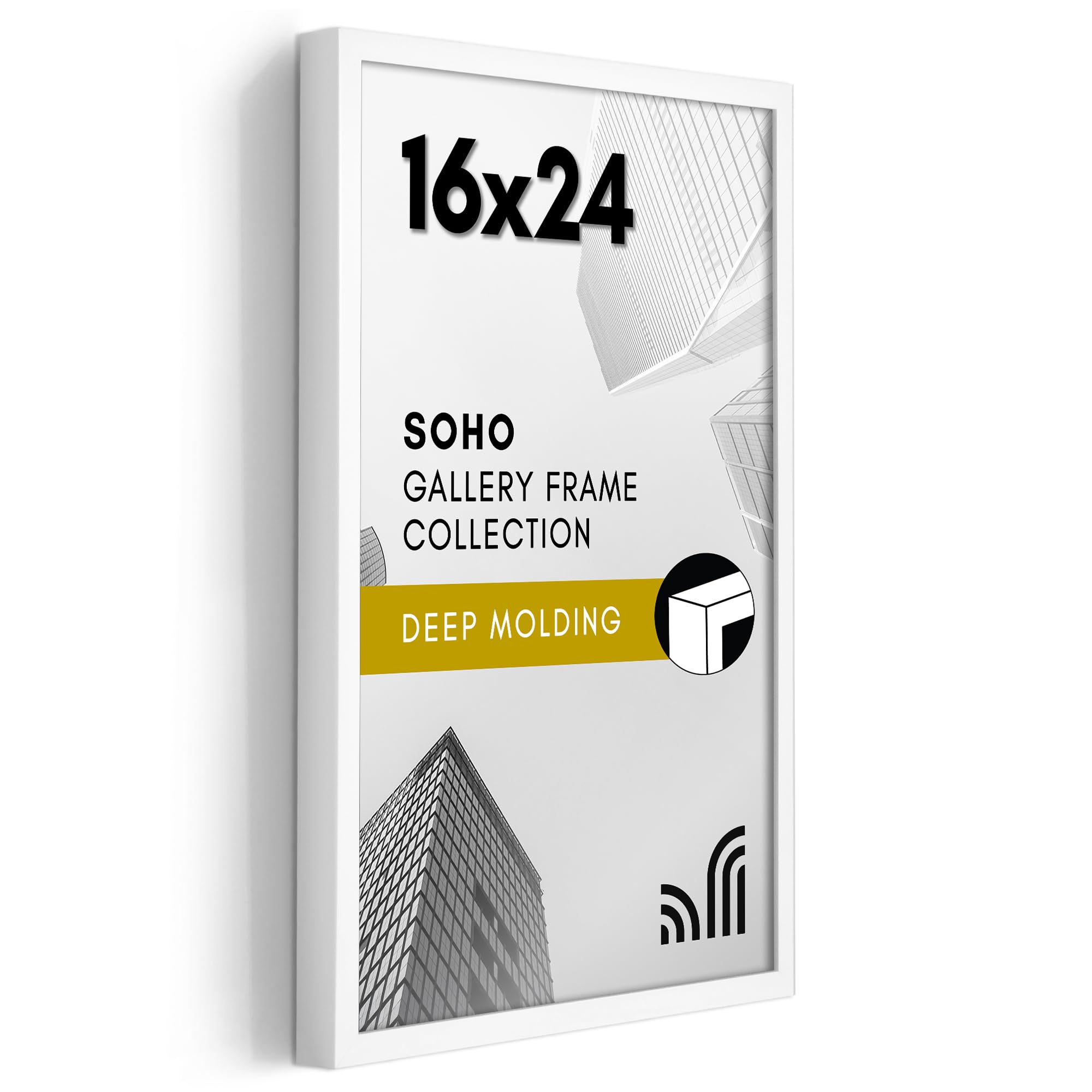 Americanflat 5x7 Picture Frame with Shatter-Resistant Glass - Soho Collection - Gallery Style Deep Molding Picture Frames for Tabletop and Wall Display - Black
