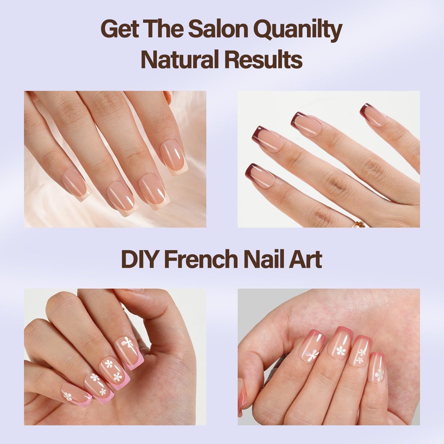 Misssix XBASICTIPS French Tip Press On Nails, 300Pcs French Gel Nail Tips Long Square, Soft Gel Pre-shaped No Need to File 3 in 1 Tips, Fake Nails for Nail Art DIY Extension Designs 15 Sizes