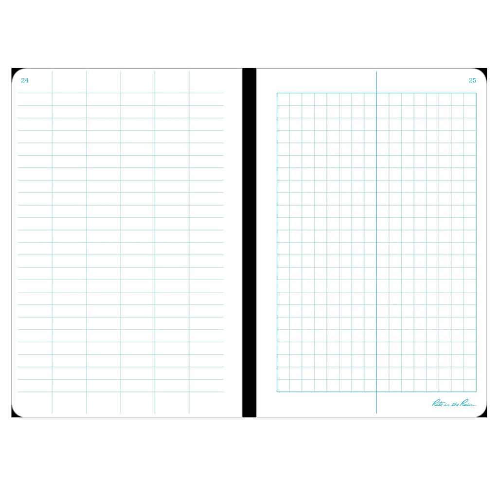 Rite In The Rain Weatherproof Stapled Notebook, 4.625" x 7", Black Cover, Universal Pattern, 3 Pack (No. 771FX)