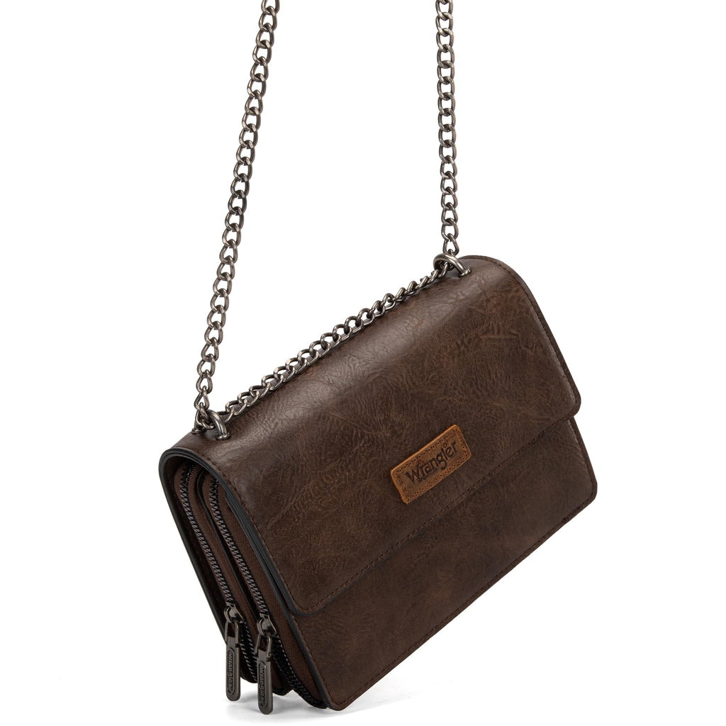 Wrangler Flap Crossbody Purse for Women Shoulder Bag Vintage Wallets with Chain Strap
