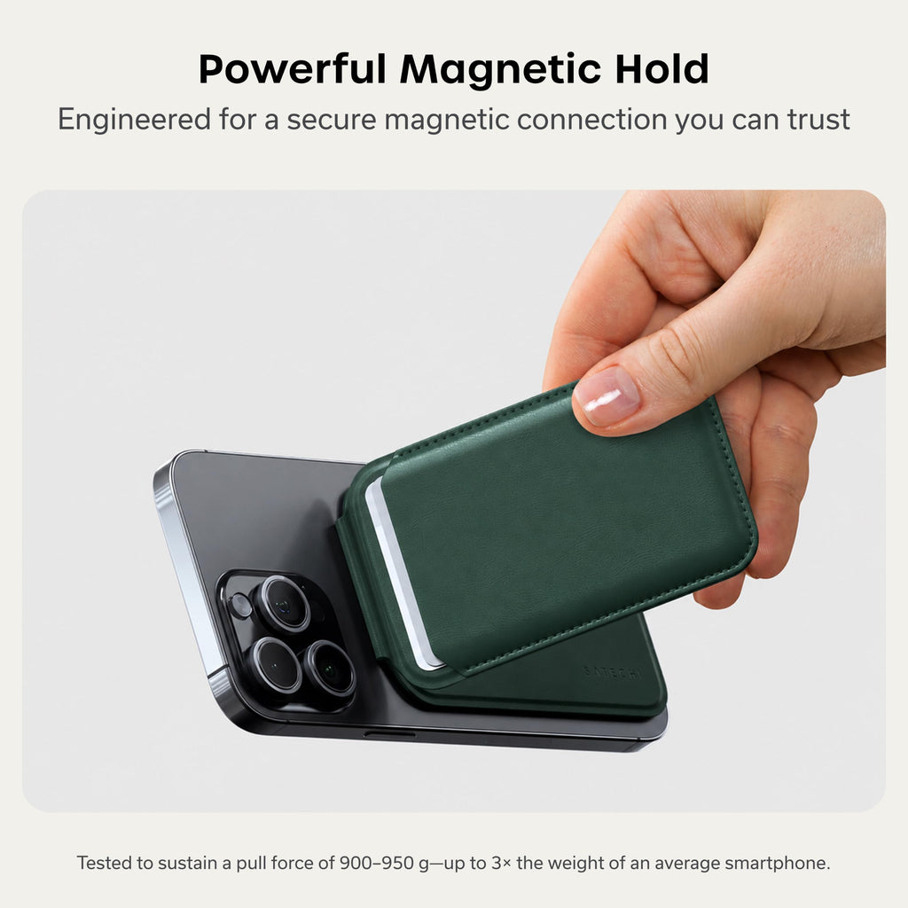 Satechi Magnetic Magsafe Wallet, Double Flap Stand Card Holder, 4 Slots with Front NFC Pass-Through, Adjustable Phone Attachment for iPhone 17/16/15/14/13/12, Travel Accessory