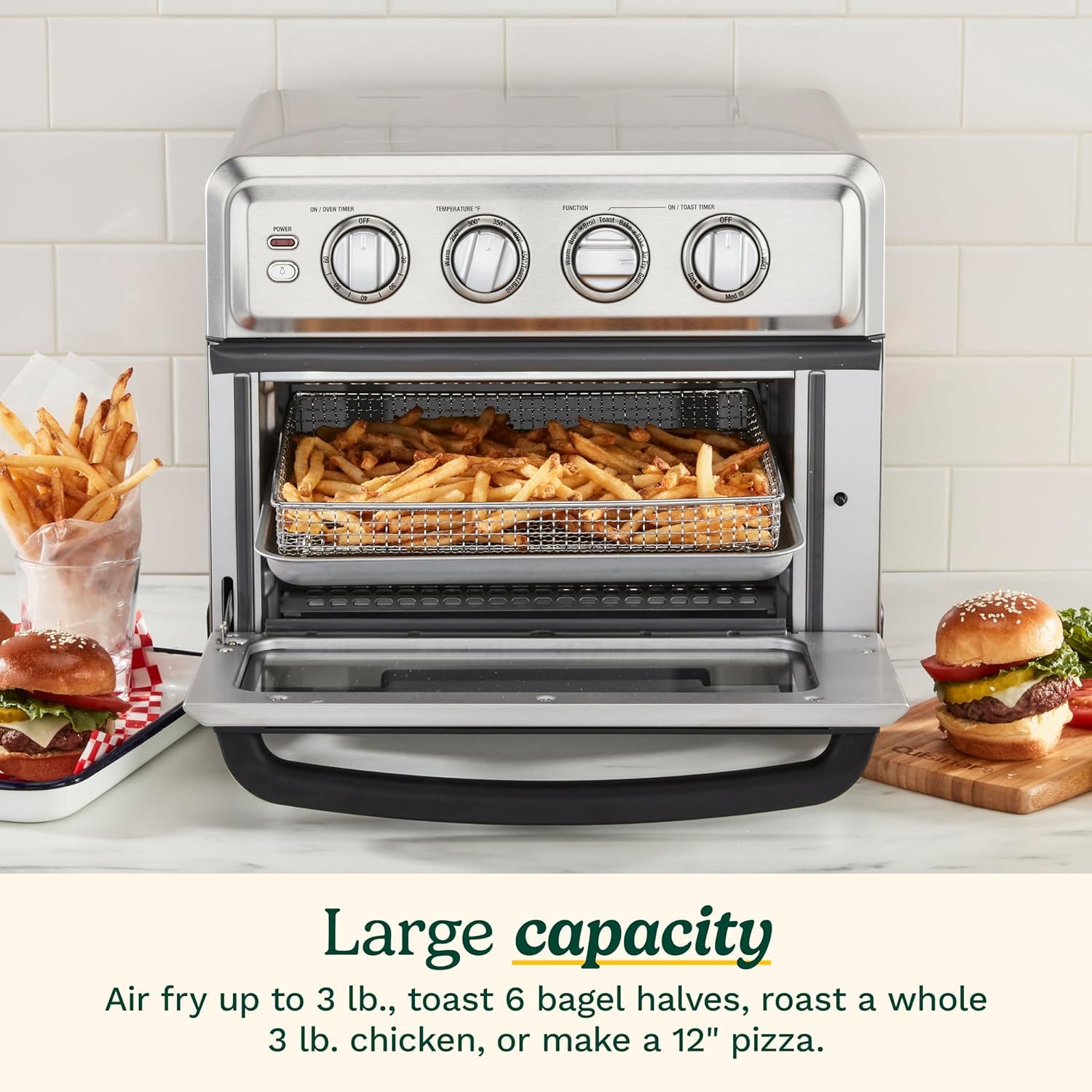 Cuisinart Air Fryer + Convection Toaster Oven, 8-1 Oven with Bake, Grill, Broil & Warm Options, Stainless Steel (TOA-70C)