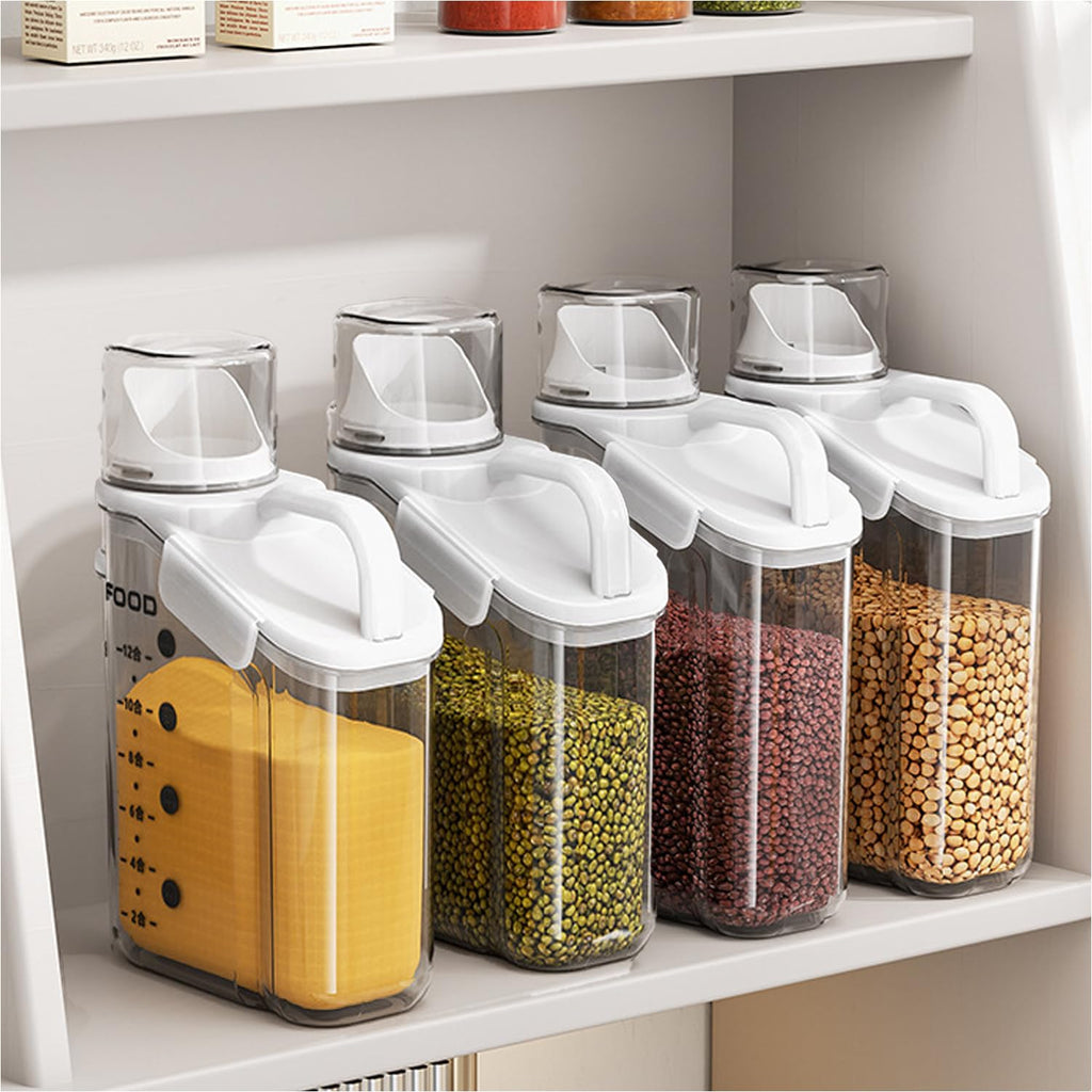 LANGMINGDE 1 Piece Cereal Containers Storage, 2.8L/95oz Airtight Large Dry Food Storage Containers with Pouring Spout Measuring Cup for Snacks Grain Rice,BPA Free Dispenser Plastic Bin, 1PC