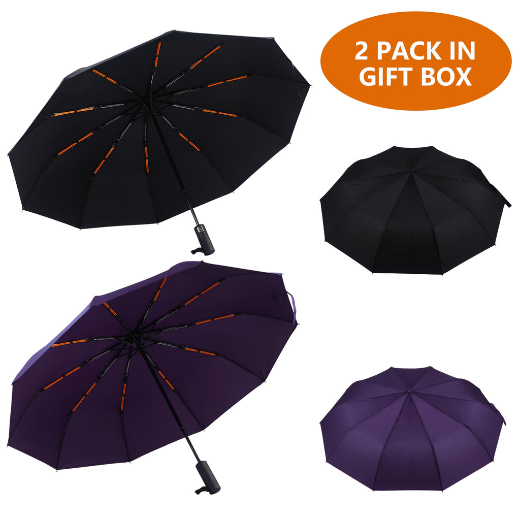 Bluinzi 46 Inch Compact Umbrellas for Rain - Travel Small Umbrella - Automatic Folding Umbrella - Windproof Portable Umbrella, Double 10-rib