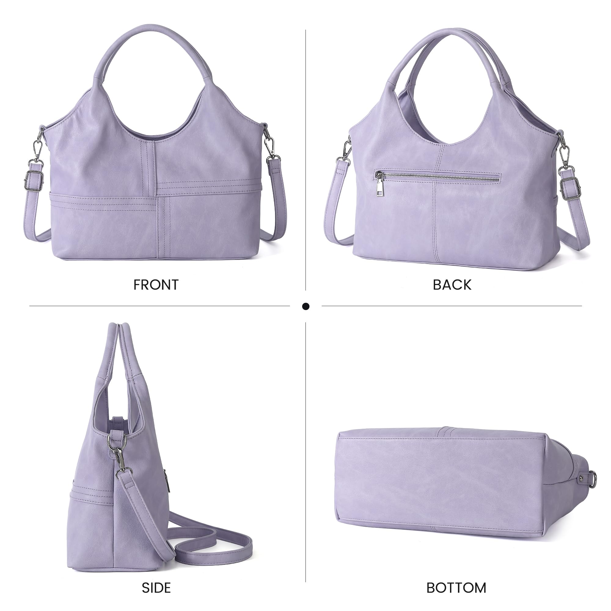 KOGTLA Medium Vegan Leather Purses for Women with Detachable Satchel Strap, Ladies Handbags, Tote Hobo Bags with Two-Handle