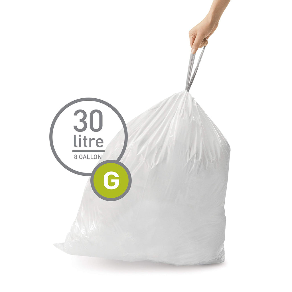 simplehuman Code H 60 Count, Genuine Odorsorb Custom Fit Liners, Drawstring Odor Absorbing Trash Bags in Dispenser Packs, 30-35 Liter / 8-9 Gallon