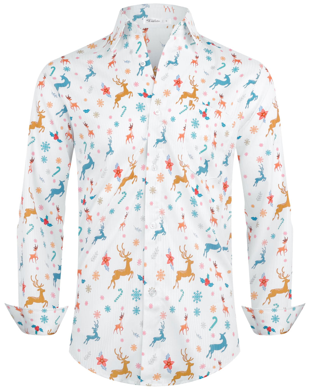BOJIN Men's Dress Wrinkle-Free Floral Hawaiian Long Sleeve Flower Printed Casual Button Down Shirts with Pocket