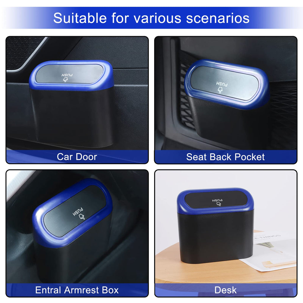 Accmor Car Trash Can with Lid, Mini Auto Dustbin Garbage Organizer with 30 Pcs Plastic Trash Bag, Automotive Garbage Container Bin for Vehicle, Home, Office
