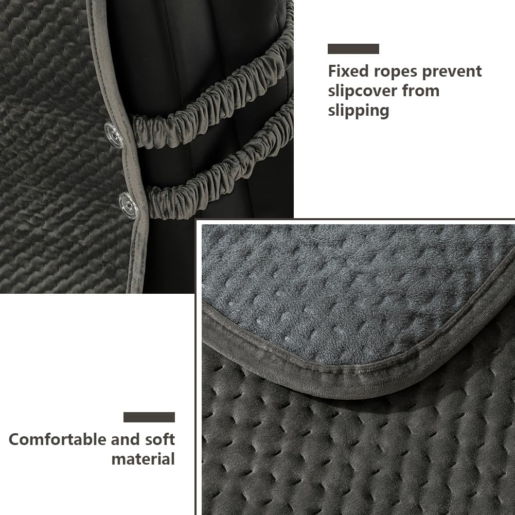 STONECREST Recliner Chair Cover, Water Resistant Velvet Quilted Slipcover, Stay in Place (Black/Grey, Recliner 23" Regular)