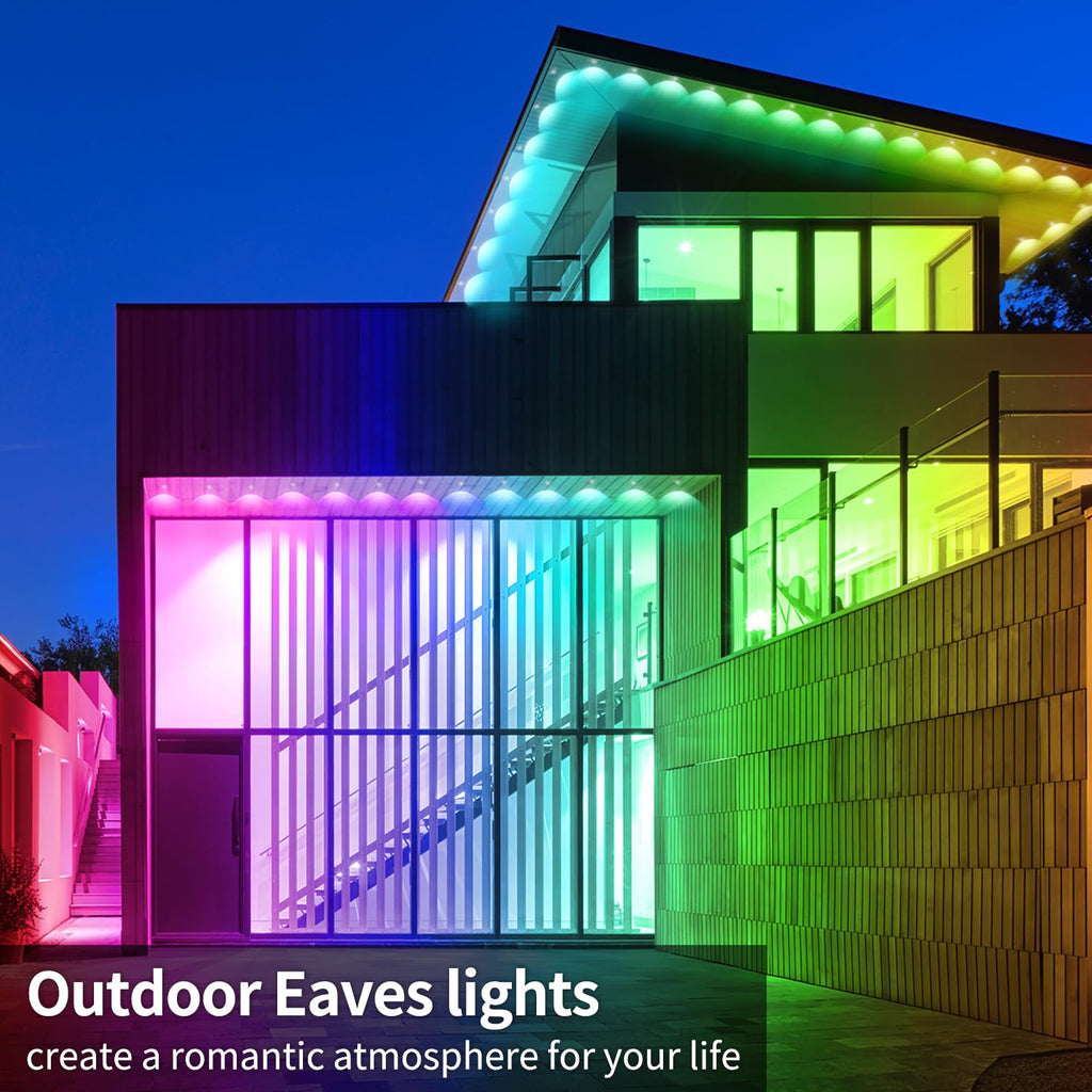 Yocrostar Permanent Outdoor Light,60ft RGB Eave Lights with App Control Remote,IP67 Waterproof LED Lights,Music Sync Outside Light for House,Halloween,Roof,Garden,Christmas Decorations