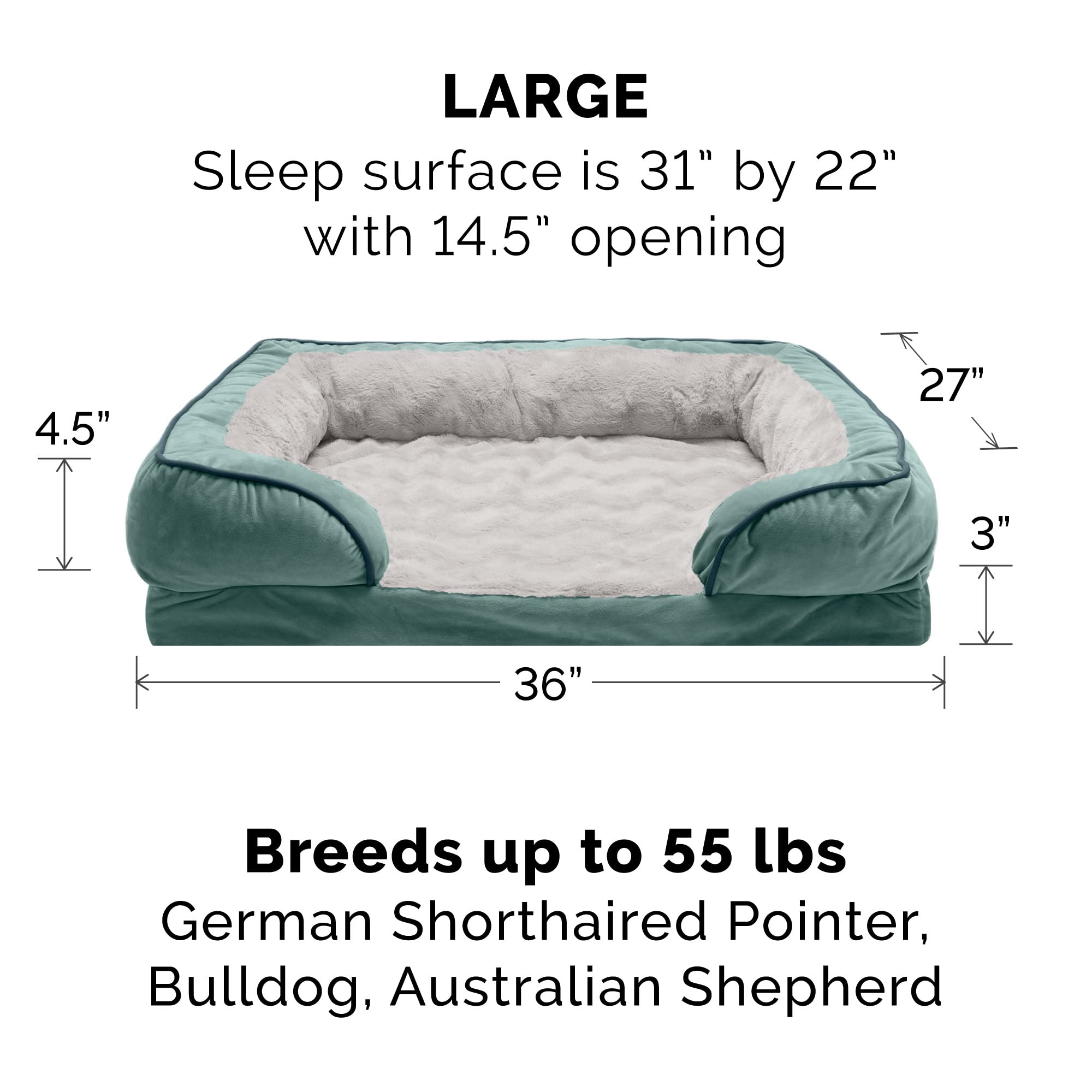 Furhaven Cooling Gel Dog Bed for Medium/Small Dogs w/ Removable Bolsters & Washable Cover, For Dogs Up to 35 lbs - Plush & Velvet Waves Perfect Comfort Sofa - Brownstone, Medium