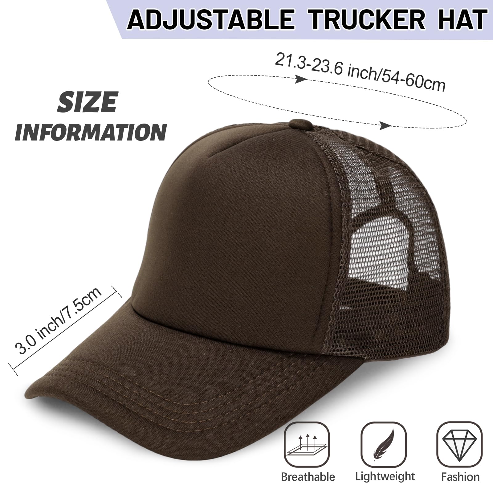 Ultrafun 10 Pack Trucker Hat Mesh Sublimation Blank Hats Adjustable Baseball Caps Hats for Men Women