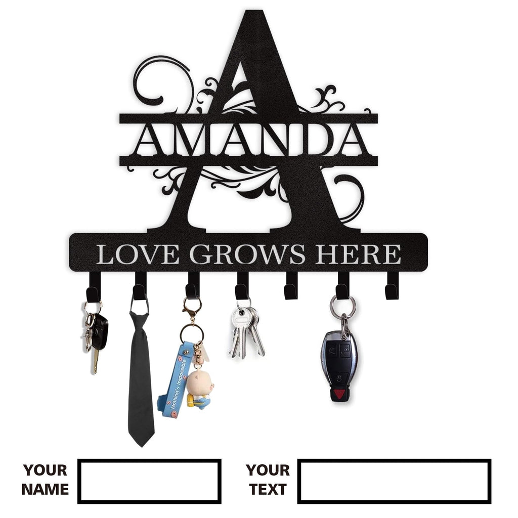 Dyoart Personalized Couple's Name Key Rack, Wall Mounted Metal Key Holder for Housewarming Gifts,ignent Bedding