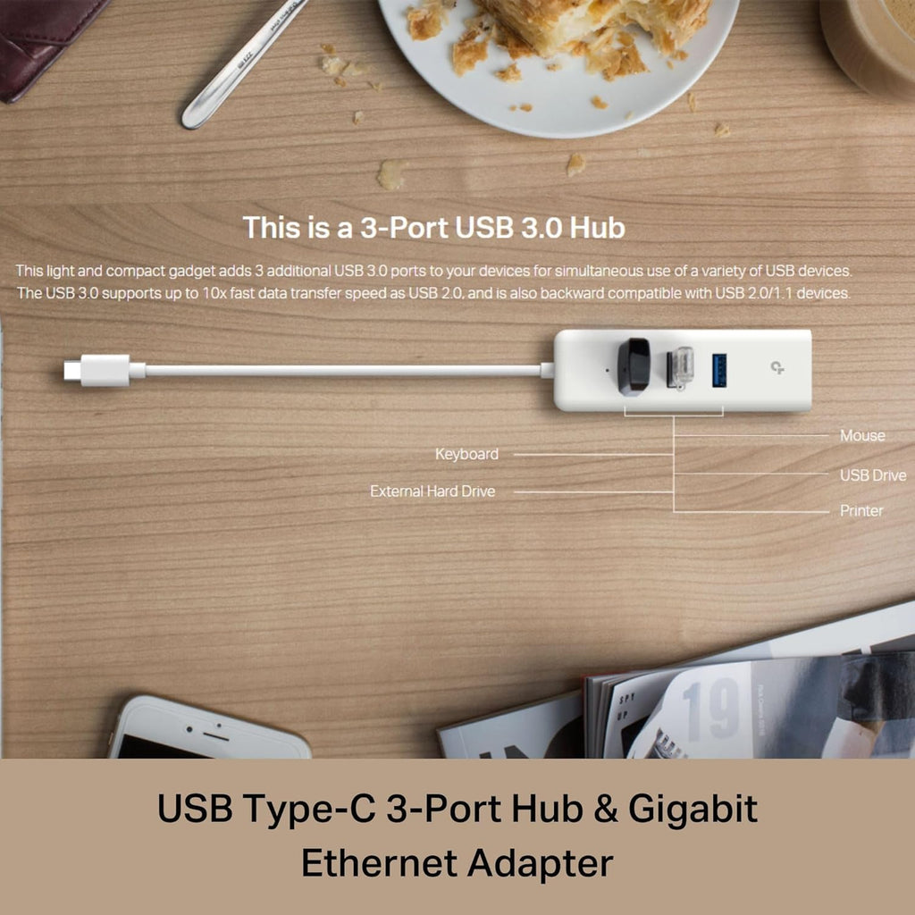 TP-Link Ethernet Splitter 1 to 2, 1000 Mbps High Speed Dual-Port Internet Splitter, Compatible w/ Cat8/7/6/5e/5, USB-C & Ethernet Cables Included, Aluminum Case, Plug and Play for Routers & More EH210