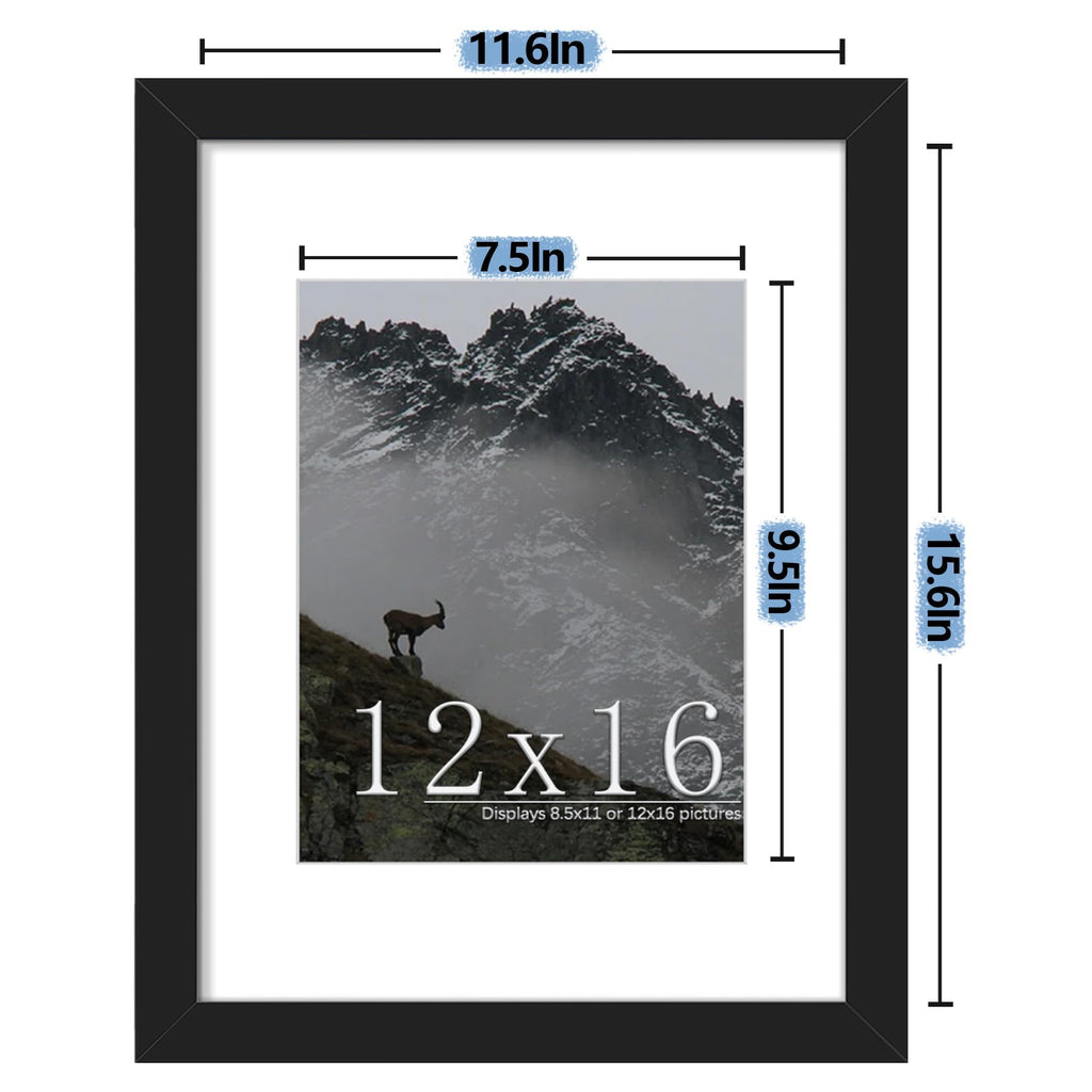 Picrit 24x34 Black Poster Frame 7 Pack, Display Pictures 20x30 Picture with Mat or 24 x 34 without Mat for Horizontal or Vertical Wall Mounting, Wall Gallery Photo Frames