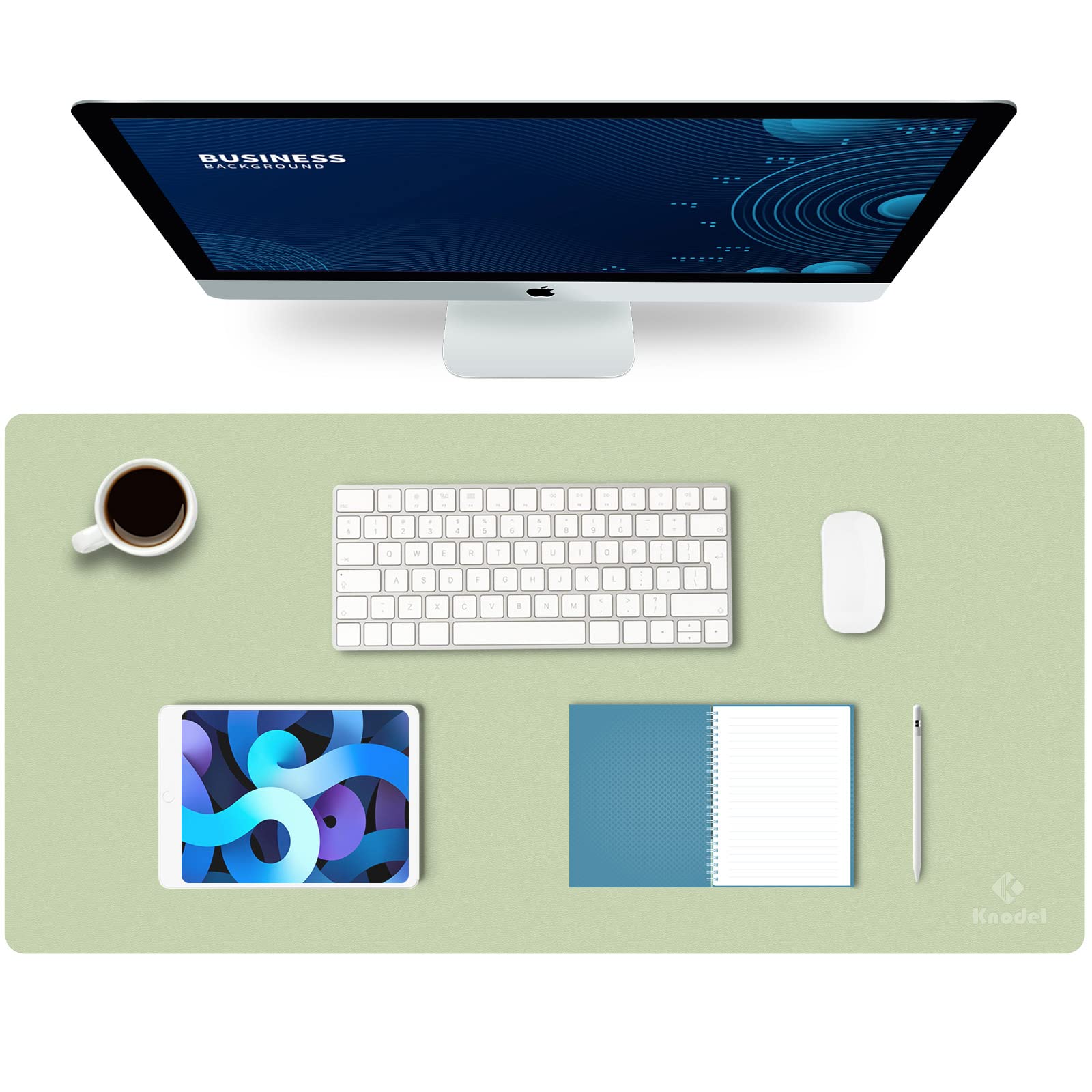 K KNODEL Small Office Leather Desk Mat, Mouse and Keyboard Pad, Computer and Laptop Mat, Desktop Protector and Cover, Writing Pad and Blotter (23.6"x13.8", Black)