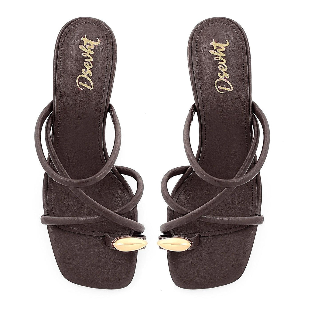 Dsevht Strappy Kitten Heel Sandals Toe Ring Flip Flop Stiletto Low Short Thong Heels Slip On Square Open Toe Summer Dress Shoes for Women