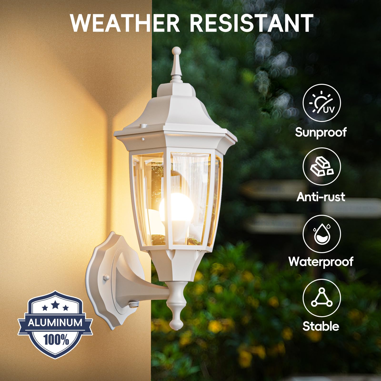 EMART Dusk to Dawn Plastic Outdoor Wall Light Fixtures with Bulbs, Waterproof and Anti-Corrosion Porch Sconces, Exterior Lanterns Wall Mount Lamp for Outside, Garage, Front Door, Patio, 1 Pack, Black