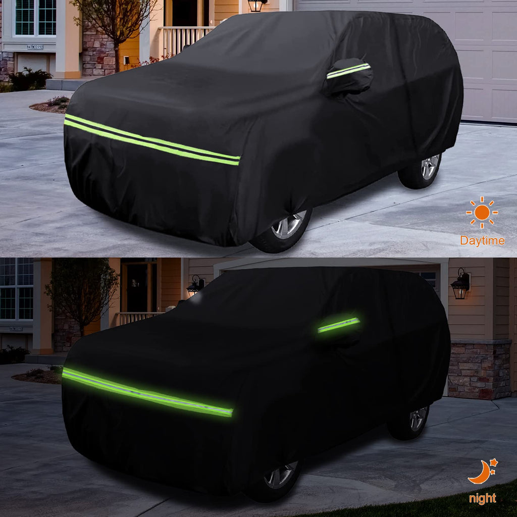 Waterproof Car Cover Replace for 1993-2010 Jeep Grand Cherokee, 6 Layers All Weather Car Cover with Zipper Door & Windproof Bands for Snow Rain Dust Protection